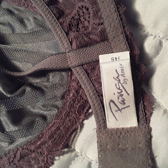 90s Parisa by Amir Demi Underwire Sheer Bra & Thong set, Taupe & Dusty Lilac 34B - Picture 8 of 15